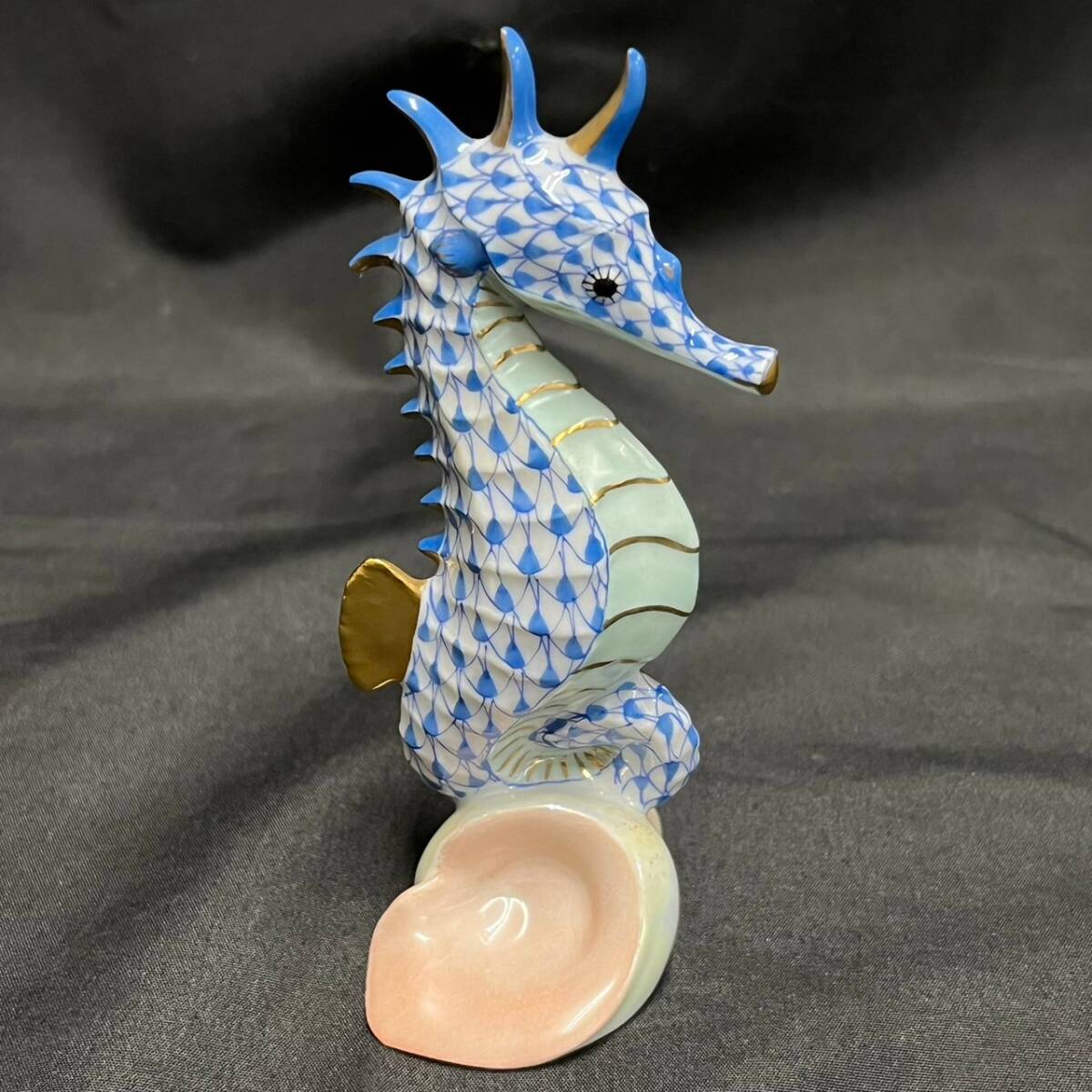 CEK054H HEREND Herend seahorse sea horse Mini figyu Lynn objet d'art ornament blue group 