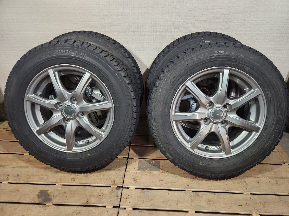 G☆ millous ミルアス goodyear ICE NAVI ZEA 12年製 175/70R14 175/70/14 PCD100 4h 5.5J オフセット40 タイヤホイール セット エア抜け有の画像1