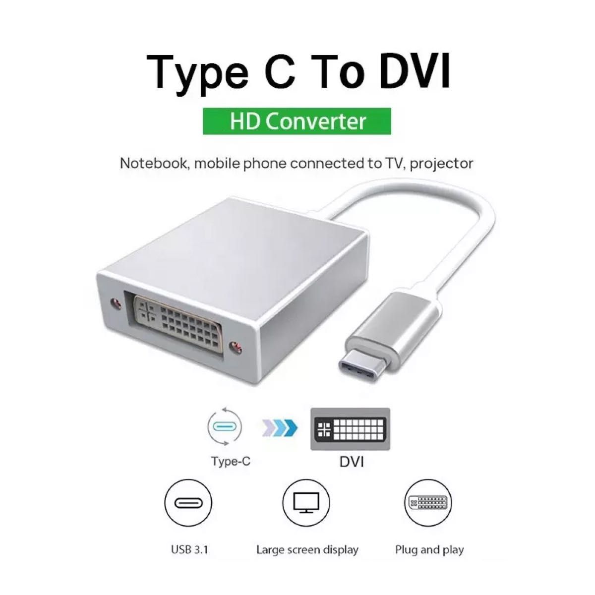 USB Type-C オス → DVI-D デュアルリンク メス 変換 コネクター USB C dual link アダプター