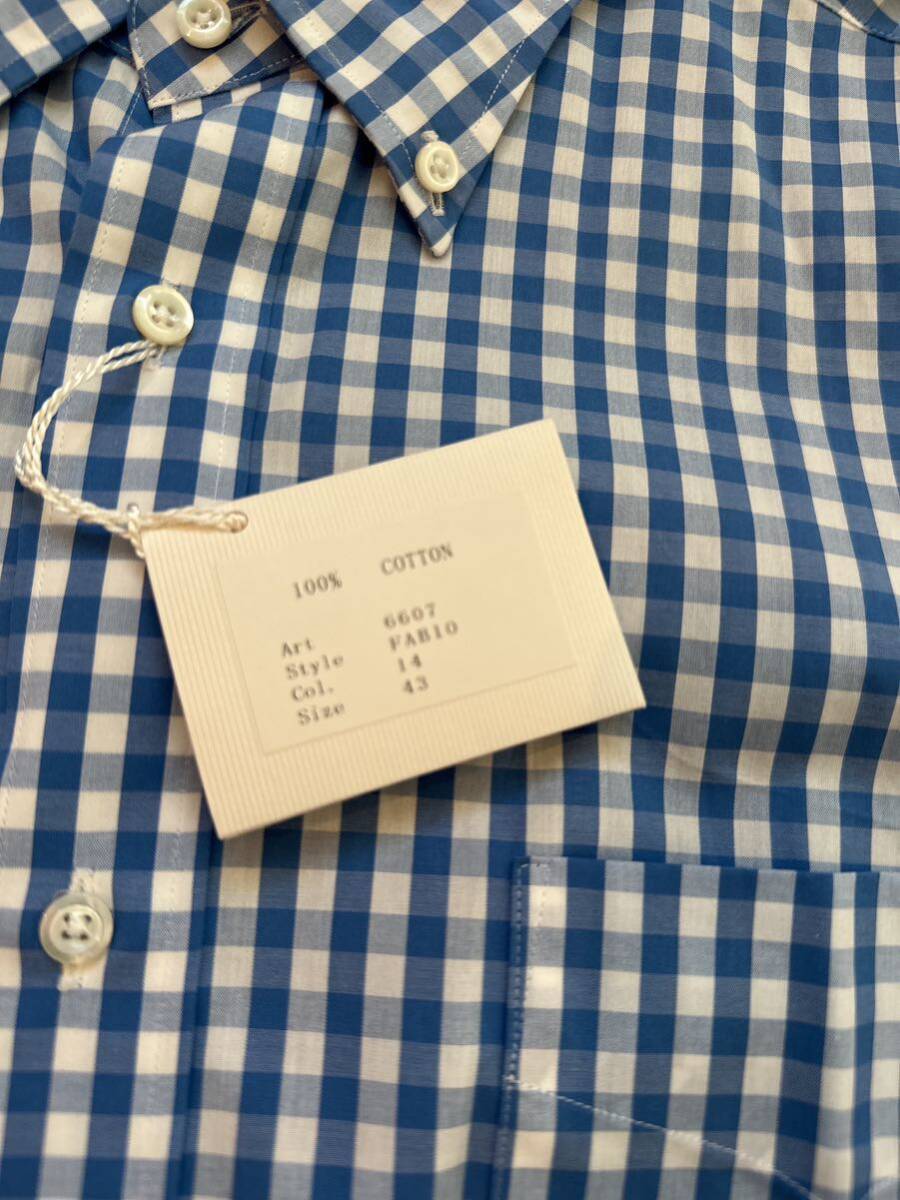 送料無料[フェアファクス] FAIRFAXシャツ 6607 メンズ長袖シャツ　ブルー　ギンガムチェック　４３サイズ_画像3