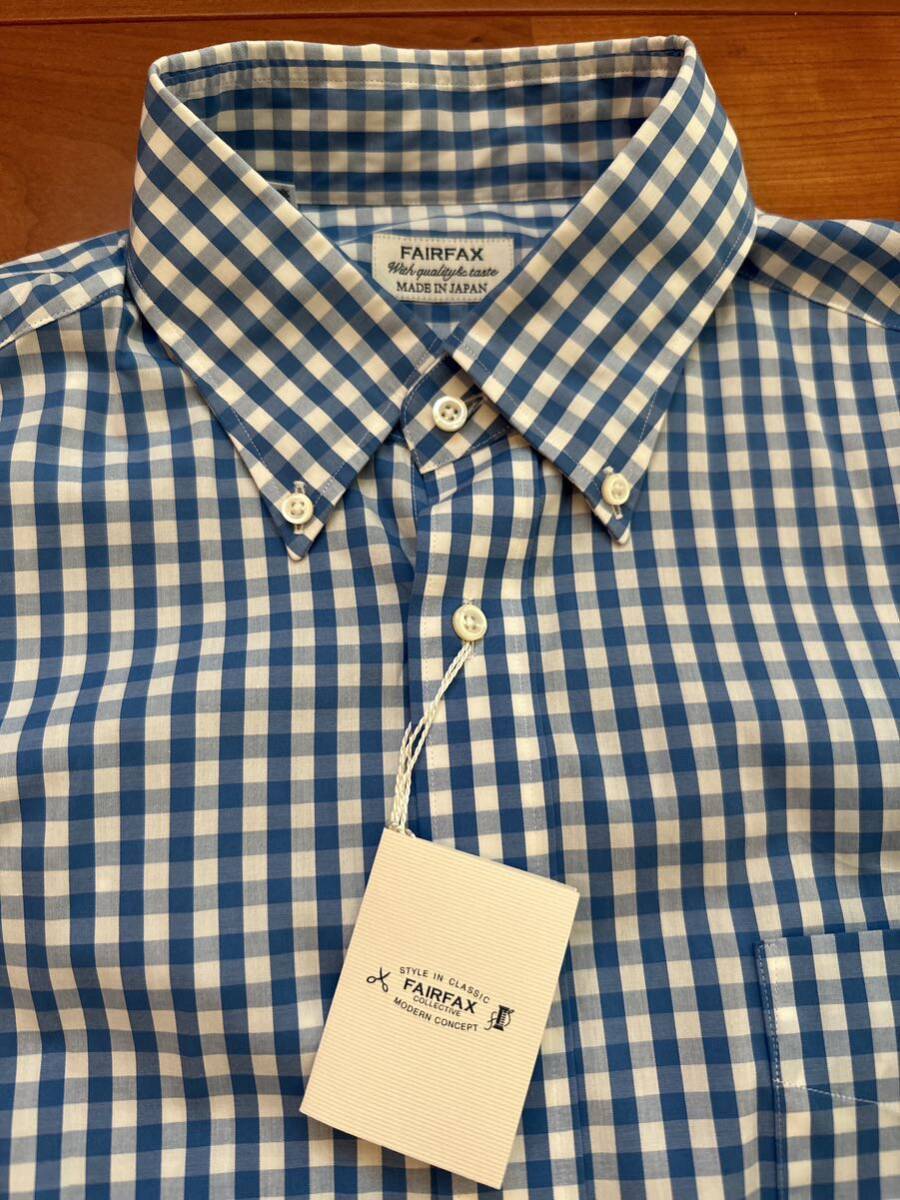 送料無料[フェアファクス] FAIRFAXシャツ 6607 メンズ長袖シャツ　ブルー　ギンガムチェック　４３サイズ_画像2