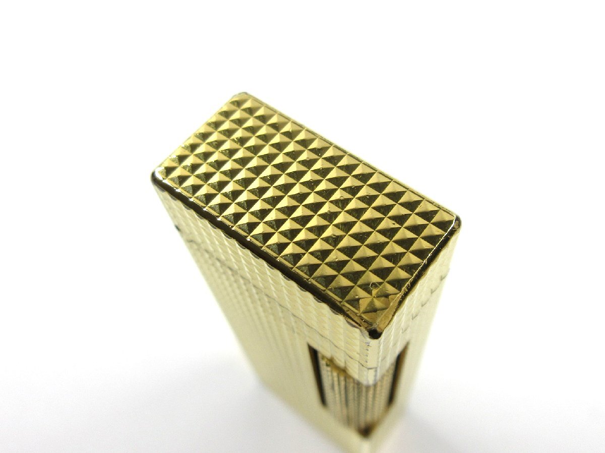 【ダンヒル】ヴィンテージ ピラミッド デザイン ローラー ガスライター ゴールド 金張り 箱・G付(無記入) ADL14_画像5