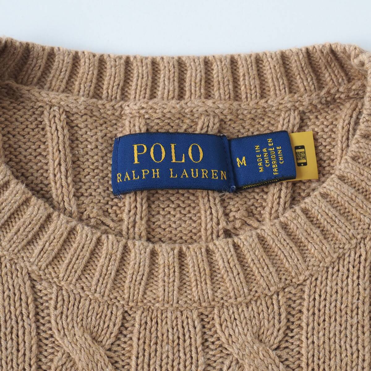 ラルフローレン　Ralph Lauren　サマーニット　ケーブルニット　半袖　キャメル色　美品　レディース_画像3