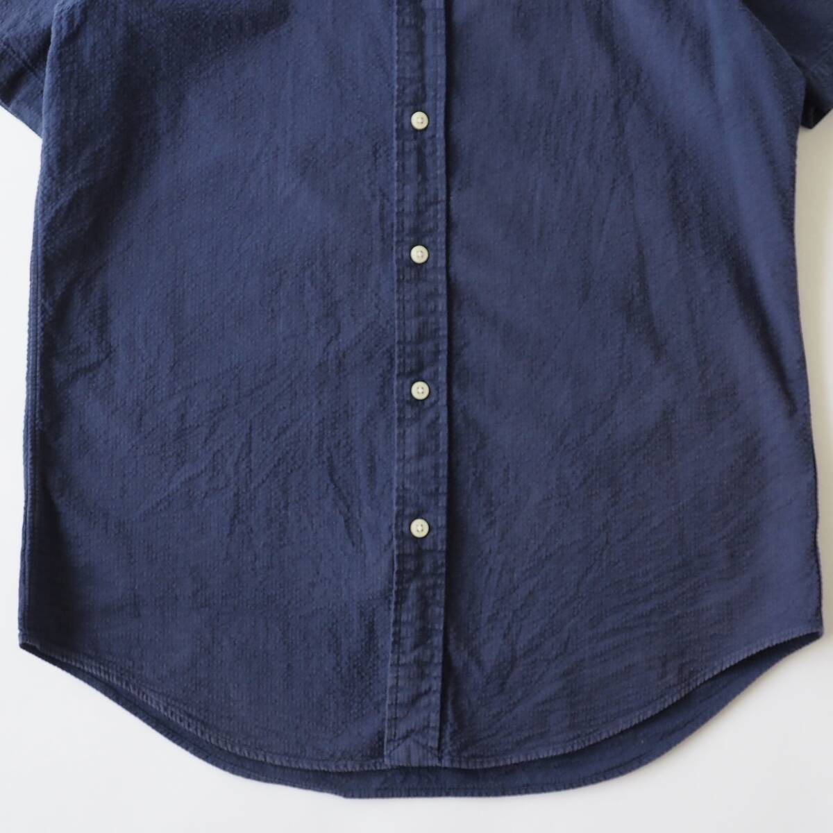 ラルフローレン　Ralph Lauren　シアサッカーシャツ　半袖　ネイビー　ポニー刺繍　美品　メンズ_画像5