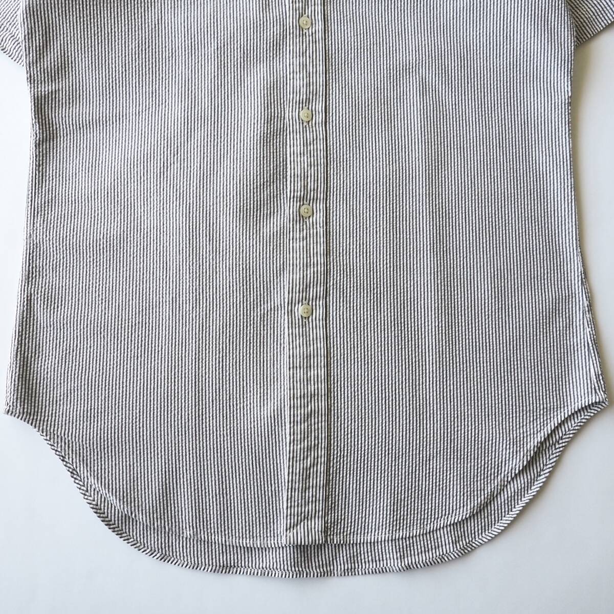 ラルフローレン　Ralph Lauren　シアサッカーシャツ　半袖　チャコールグレー　ストライプ柄　美品　メンズ_画像4