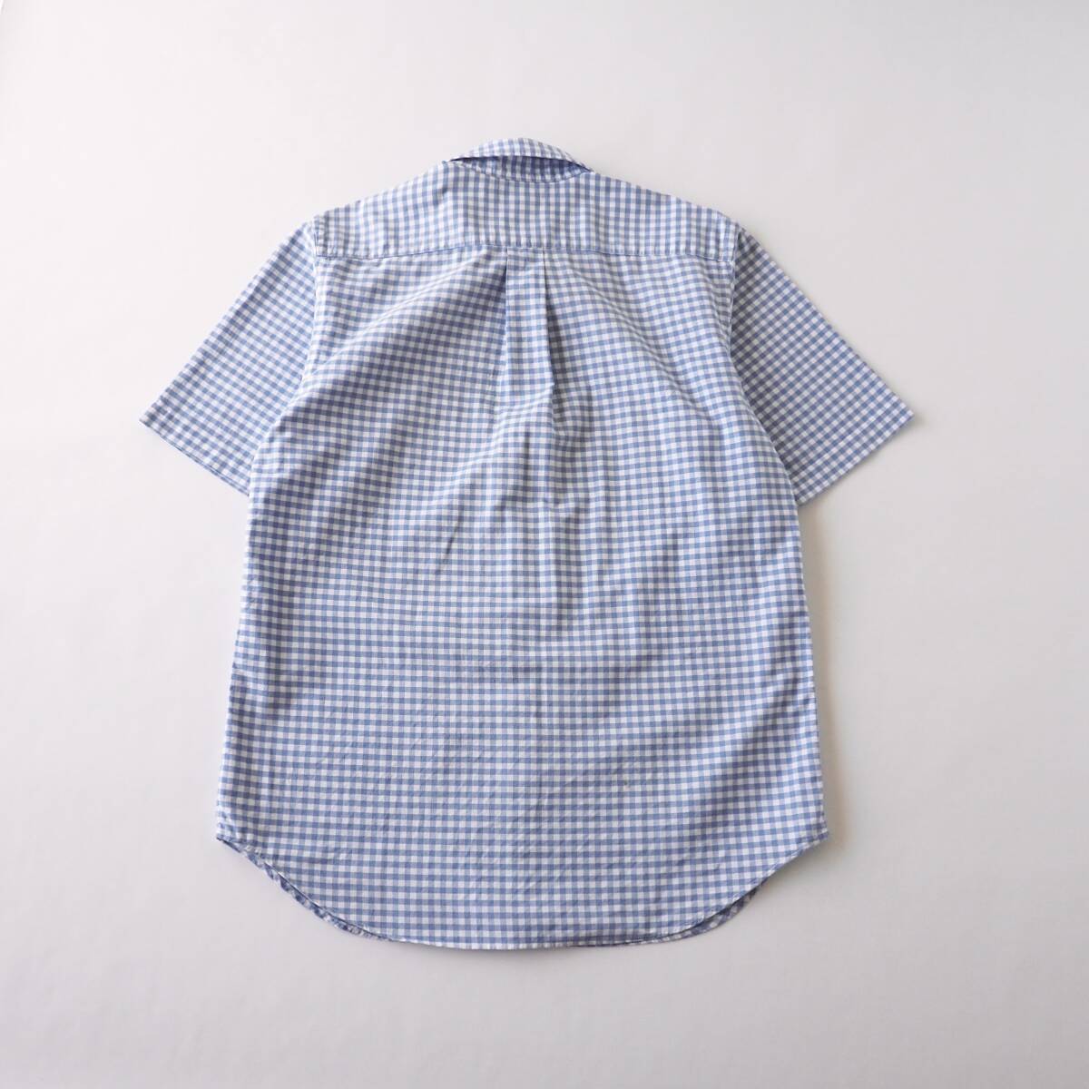 ラルフローレン　Ralph Lauren　BDシャツ　半袖　ギンガムチェック柄　水色　ポニー刺繍　美品　メンズ
