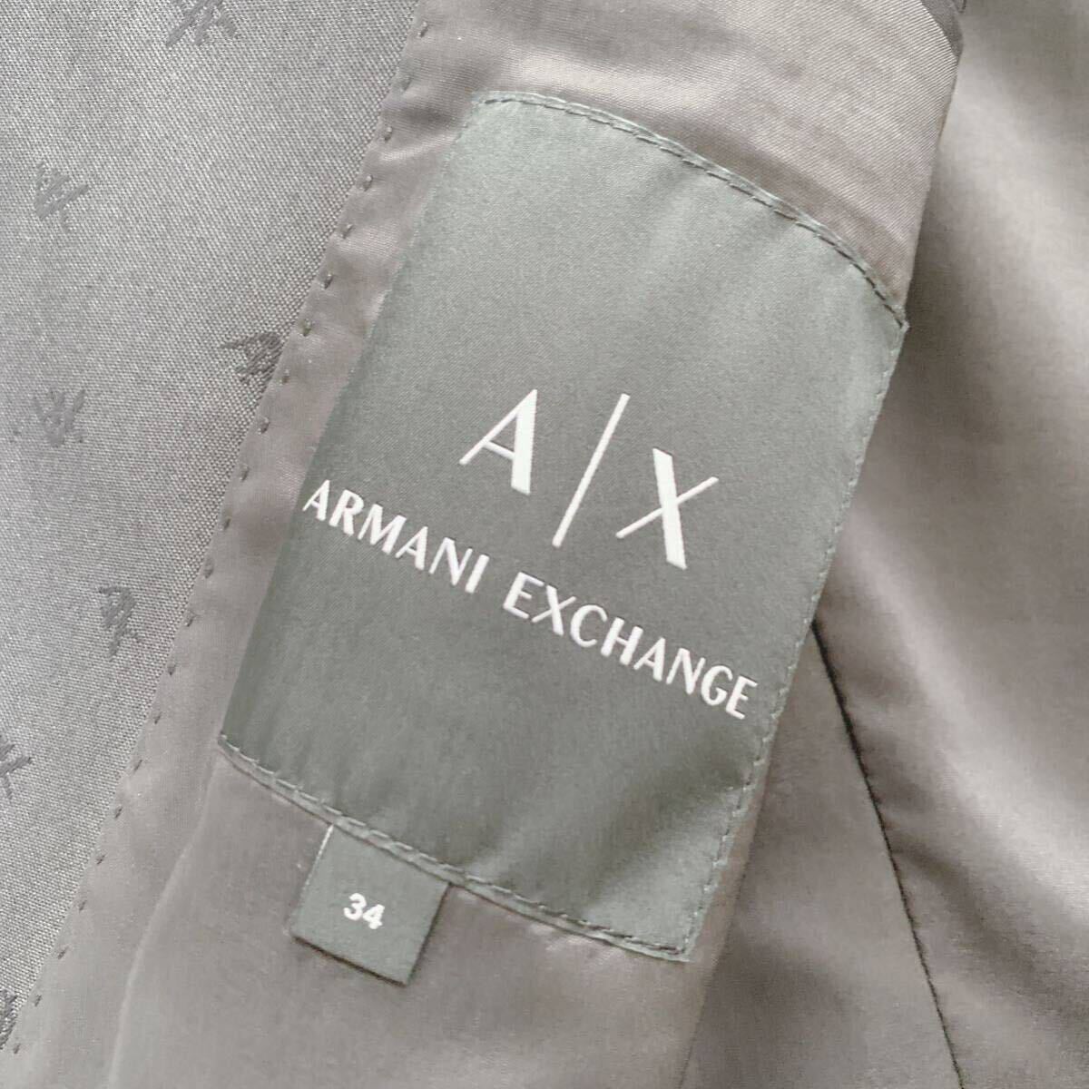 希少 極美品 1円 1スタ アルマーニエクスチェンジ ARMANI EXCHANGE テーラードジャケット 総柄 シャドーロゴ 黒 ブラック 2ボタン_画像7