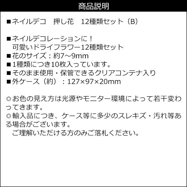 デコパーツ 12種類セット (B) クリアケース入 ネイルアート ドライフラワー レジン ハンドメイドパーツ 押し花 メール便/23_画像5