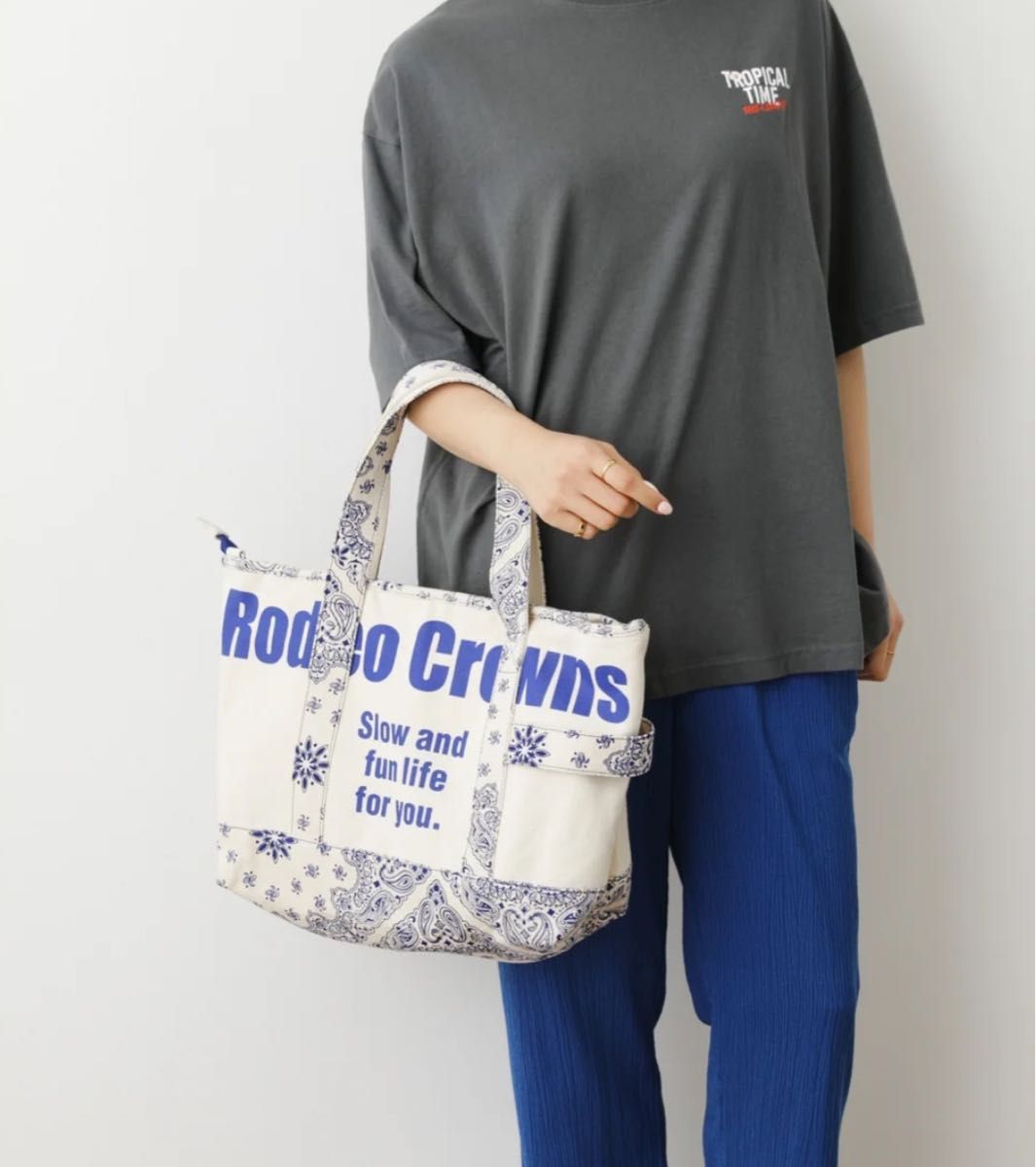 RODEO CROWNS WIDE BOWL CANVAS BANDANA TOTE 柄WHT5 トートバッグ