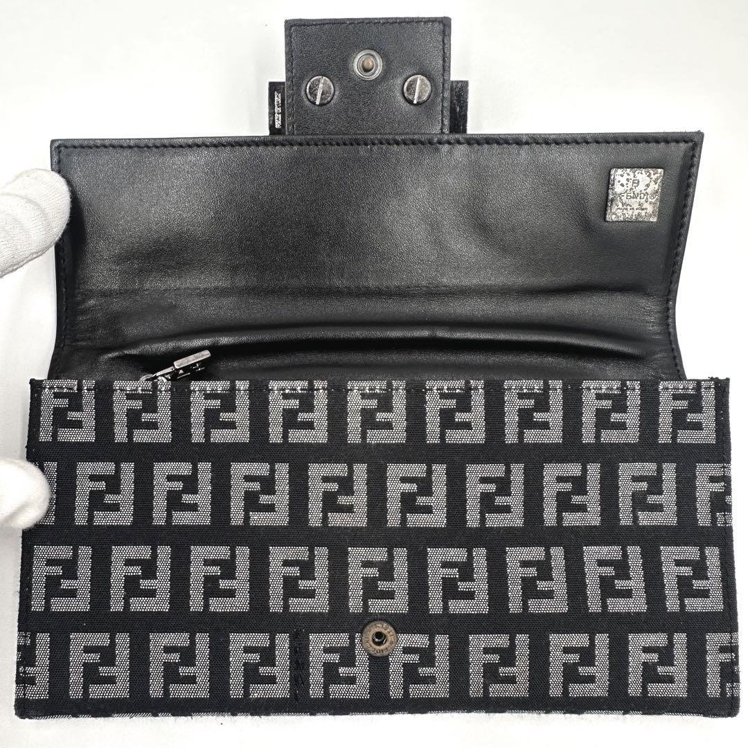 FENDI フェンディ 長財布 ズッキーノ ロゴ金具 ワンポイントロゴ レザー_画像5