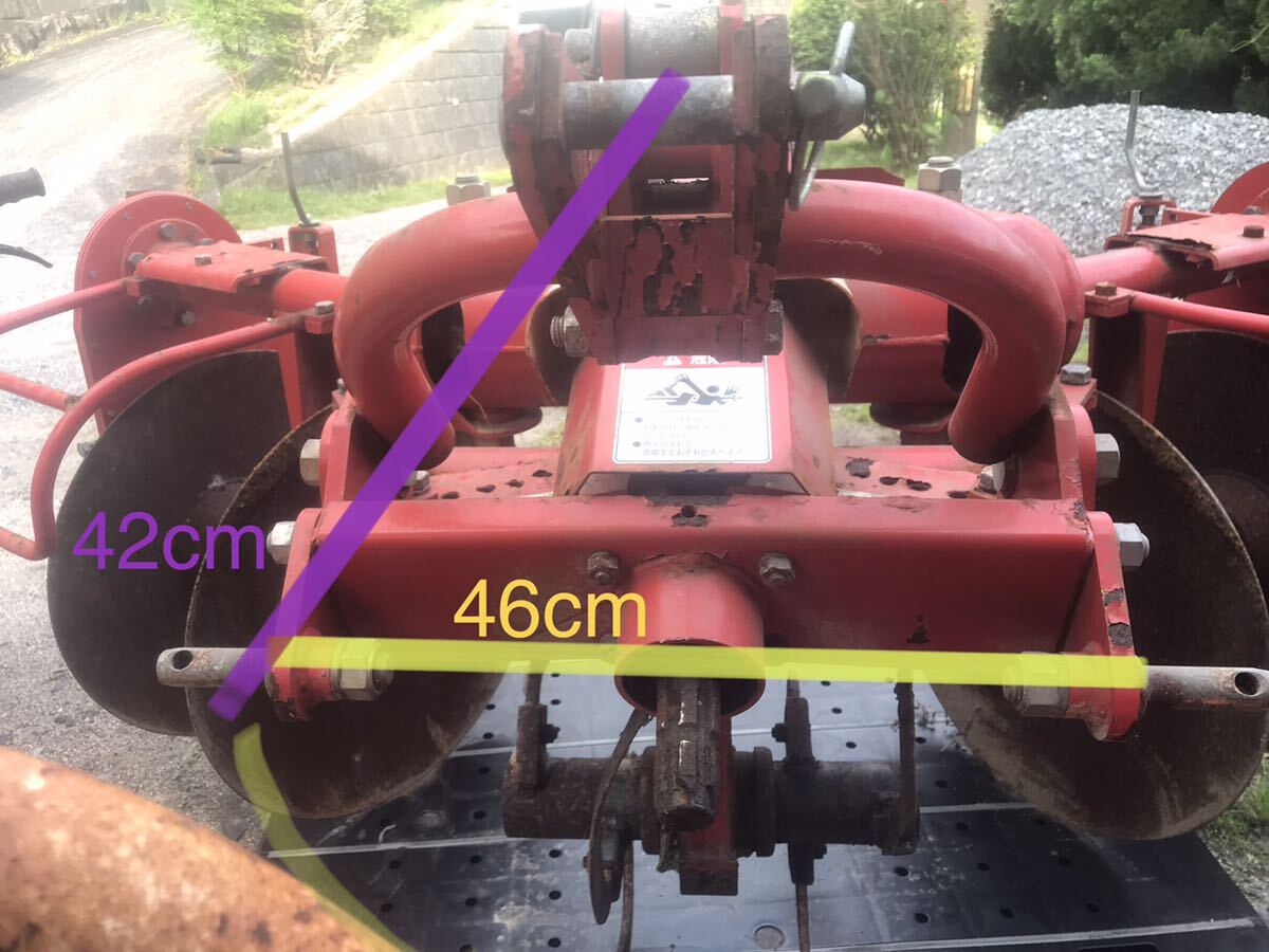 ◆目視による変形や破損なし！ コバシ ディスクローター DS42-T ロータリー トラクター 作業機 4連 土壌改良 深耕 耕運 アタッチメント_画像8