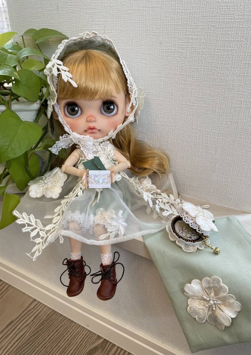 【Blythe outfit】Seasons closet ＊green gardenからの招待状＊ブライスアウトフィット6点+巾着袋　ハンドメイド ※ドールはつきません_招待状が届きました