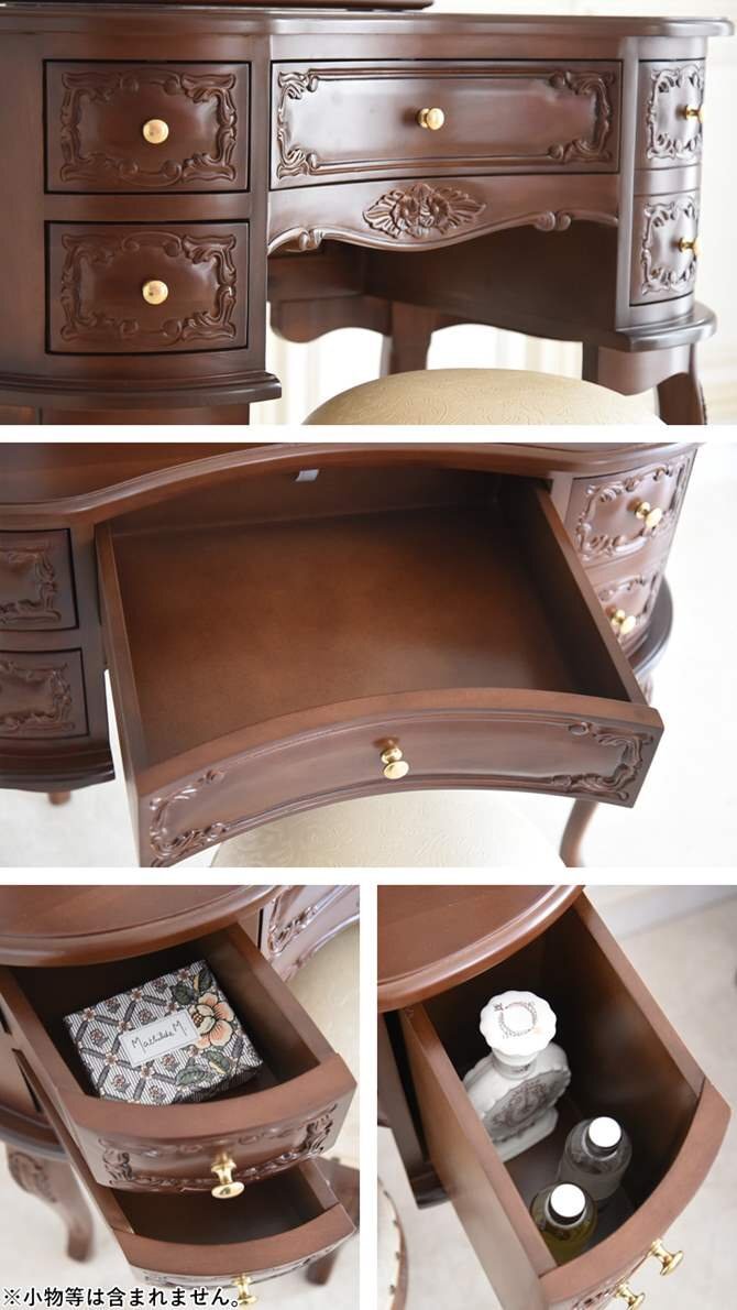 [ outlet ]298,000 jpy dresser s tool set import furniture antique style European three surface mirror dresser dresser Brown BR