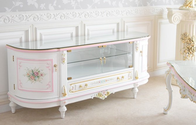 [ outlet ]640,000 jpy television stand tv board import furniture ROCOCO Anne towa net grande TV cabinet storage ro here style . series white 