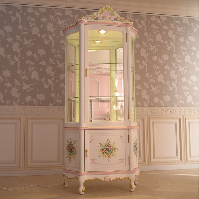 [ outlet ]650,000 jpy ROCOCO Anne towa net Italian cabinet cat legs furniture European hand paint white furniture cabinet 