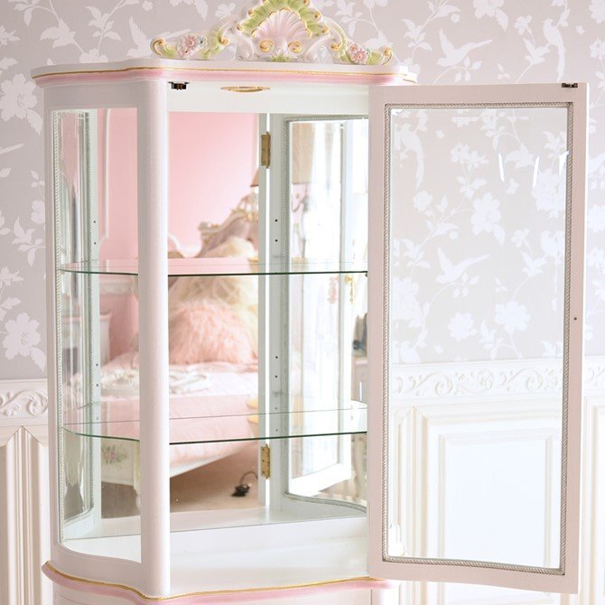 [ outlet ]650,000 jpy ROCOCO Anne towa net Italian cabinet cat legs furniture European hand paint white furniture cabinet 