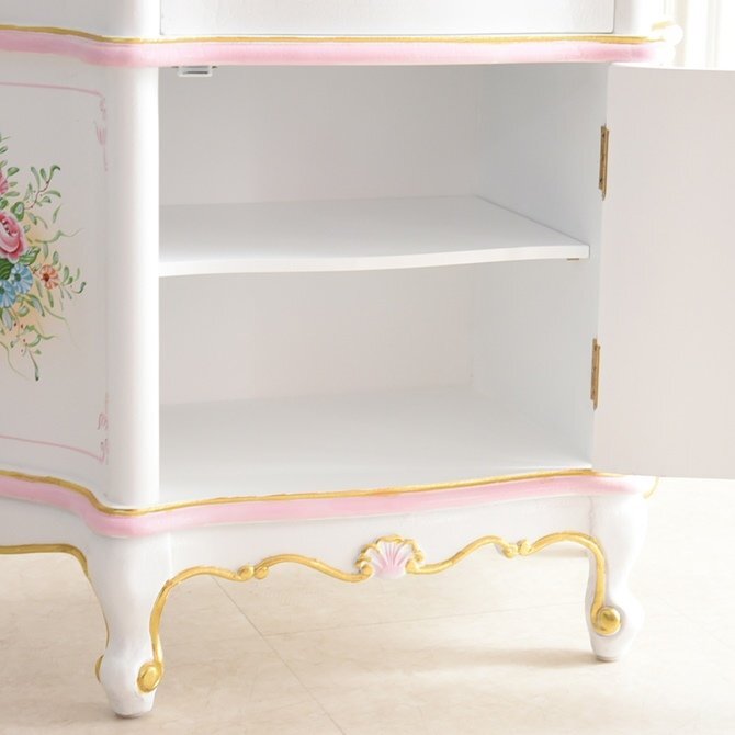 [ outlet ]650,000 jpy ROCOCO Anne towa net Italian cabinet cat legs furniture European hand paint white furniture cabinet 