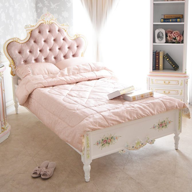[ outlet ]760,000 jpy bed bed frame import furniture ROCOCO Anne towa net Princess single bed ro here style . series white 