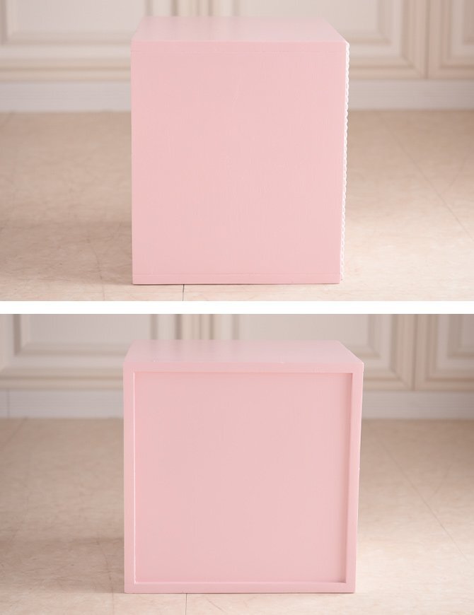 【アウトレット】3段 サイコロ チェスト PK 輸入家具 収納BOX 完成品 木製 引出し 組み合わせ 小物収納 一人暮らし 可愛い ピンク_画像5