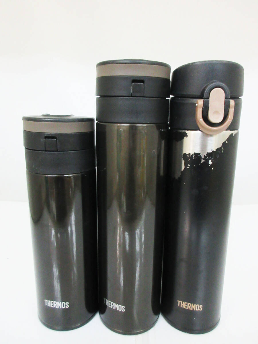 N8936【水筒】3本 サーモス THERMOS★JNS-451 450ml★JNI-401 400ml★JNS-351 350ml★直飲み 真空断熱ケータイマグ ステンレスボトル★中古_画像1