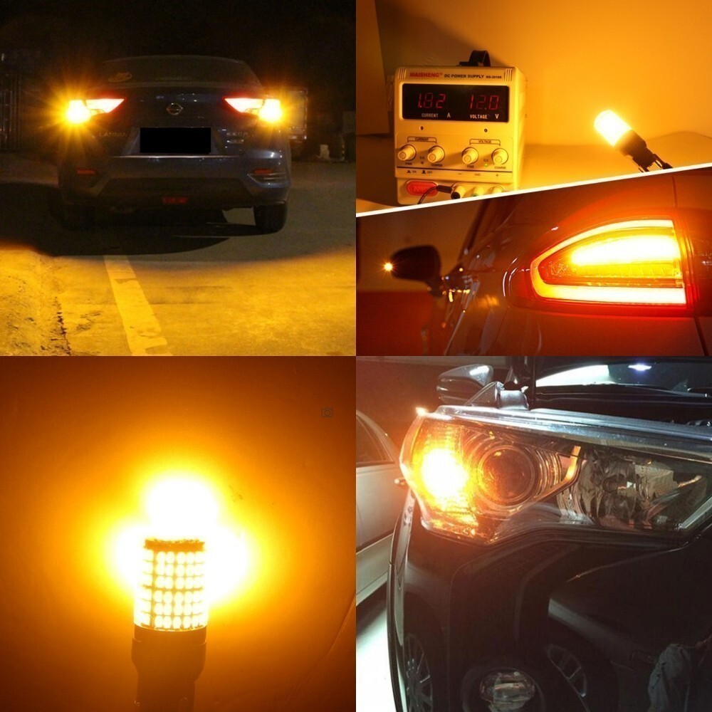 【送料無料】2個 爆光 144連 LED T20 シングル LED ウインカー アンバー 無極性 ハイフラ 抵抗内蔵 キャンセラー内蔵 ピンチ部違い対応_画像6