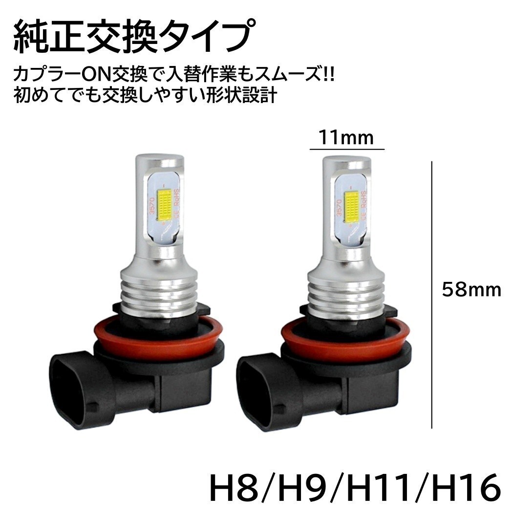 【送料無料】爆光LED 3570chip ハイパワー LED LEDフォグランプ 2個 H8 H9 H11 H16 6000K 12V ホワイト フォグライト 6000K_画像2