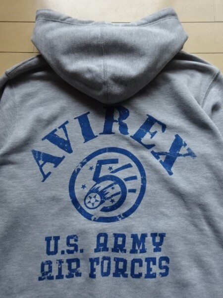 【AVIREX】U.S.ARMY AIR FORCES フルジップ スウェットパーカー ヘザーグレー SIZE:LARGE (アヴィレックス,上野商会,ミリタリー,フライト)_画像6