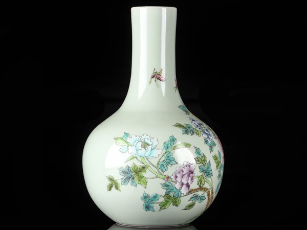 【流】中国景徳鎮製 粉彩花鳥図 花瓶 高33.5cm TS576_画像3