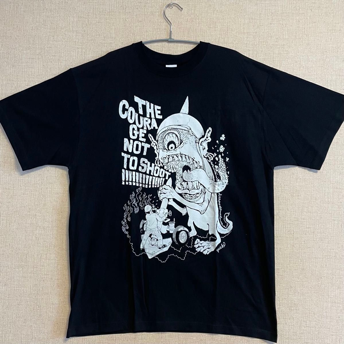yuichiオリジナル「THE COURAGE NOT TO SHOOT !!!!」オリジナルTシャツ プリントTシャツ