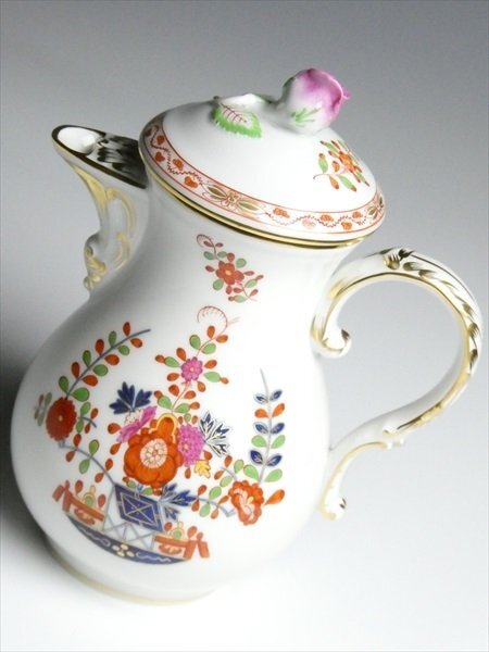 n733 Meissen マイセン 高級シリーズ シノワズリ 金彩 草花絵 ポット_画像2