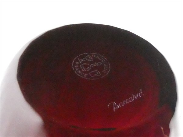 n710 Baccarat バカラ クリスタル レッド ベース 花瓶 飾壷の画像3