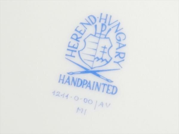 K300 HEREND ヘレンド アポニー グリーン オーバル ディッシュ プレート 大皿 26.5cm_画像3