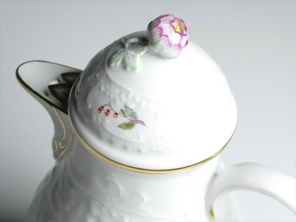 n822 Meissen マイセン 高級シリーズ マルセイユ レリーフ シノワズリ チャイニーズバタフライ ① ポット_画像4