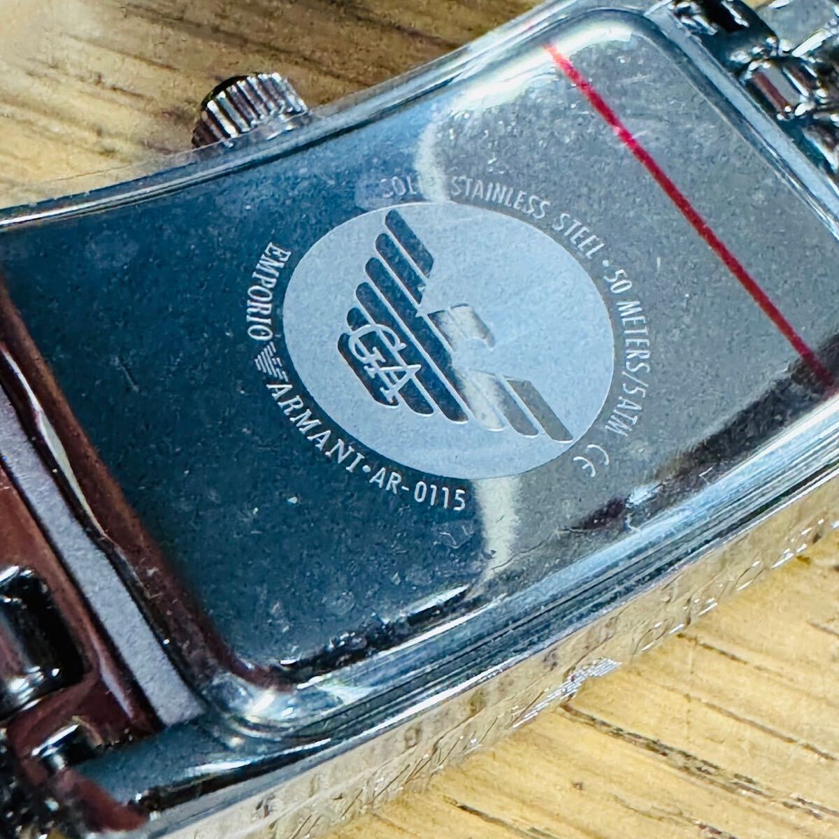 稼働品 EMPORIO ARMANI エンポリオアルマーニ スクエア文字盤 クォーツ メンズ腕時計 AR-0115 NN1682_画像8