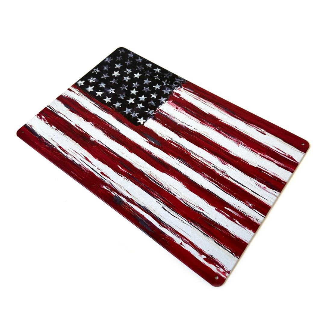 アメリカ国旗 ブリキ看板 タイプB 20cm×30cm 星条旗 USA アメリカン雑貨 サインボード サインプレート バー レストラン