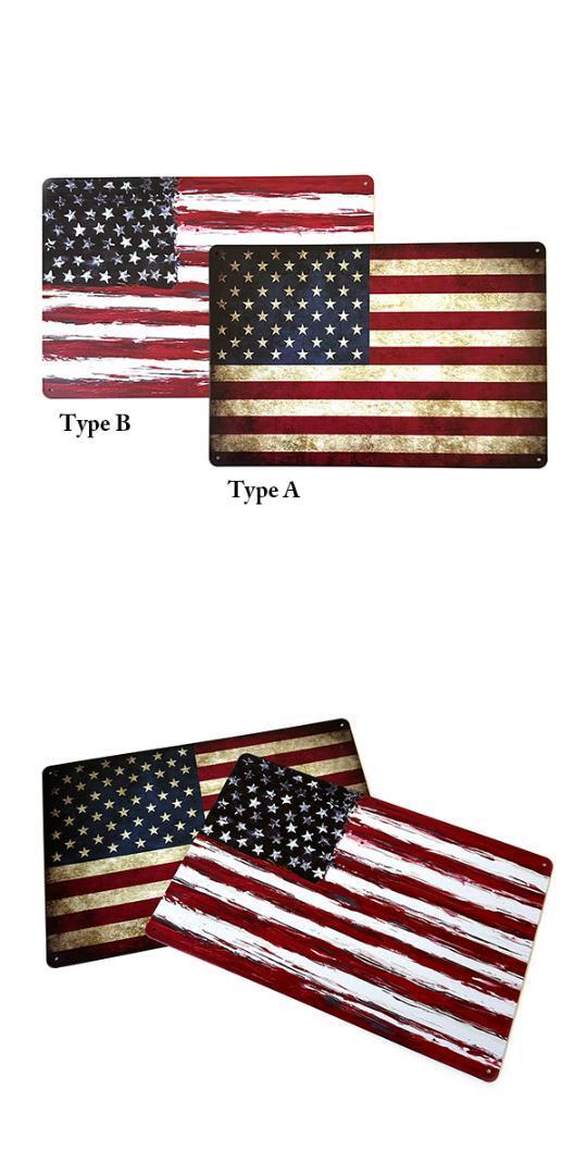 アメリカ国旗 ブリキ看板 タイプB 20cm×30cm 星条旗 USA アメリカン雑貨 サインボード サインプレート バー レストラン