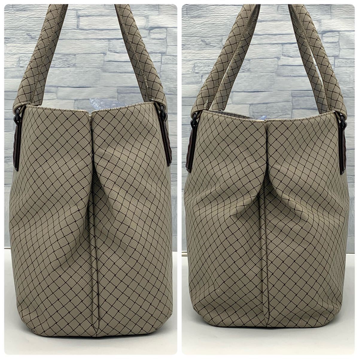 A4●美品●BOTTEGA VENETA ボッテガヴェネタ ハンドバッグ トート マルコポーロ イントレチャート PVC グレー ビジネス メンズ PC収納可能_画像5