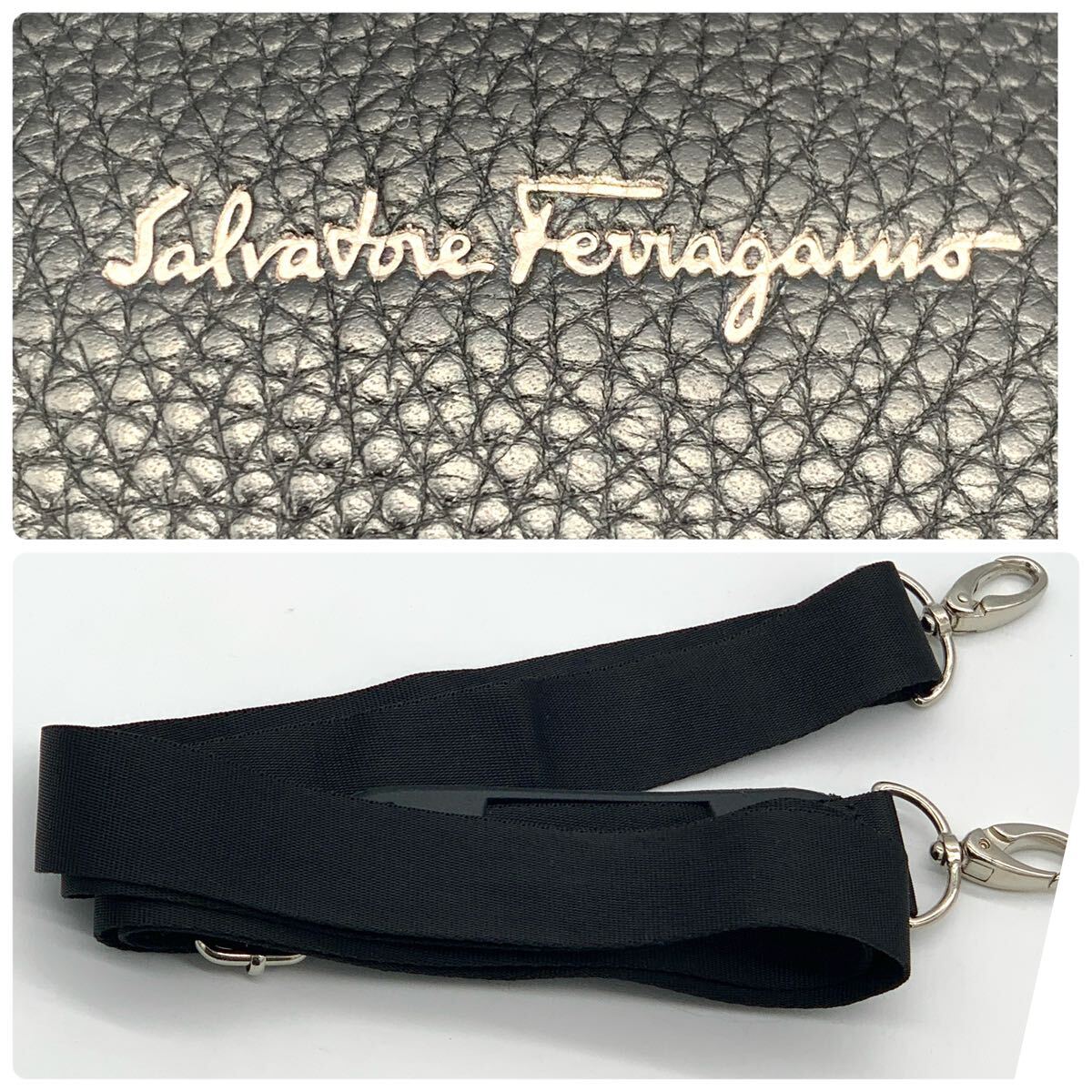  present * ultimate beautiful goods *Salvatore Ferragamo Ferragamo briefcase 2way business commuting going to school men's shoulder bag wrinkle leather leather A4 3.