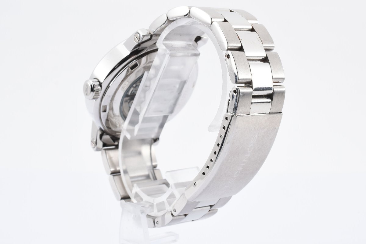  beautiful goods operation goods Tecnos automatic T-1078 Date chronograph round silver self-winding watch men's wristwatch TECHNOS