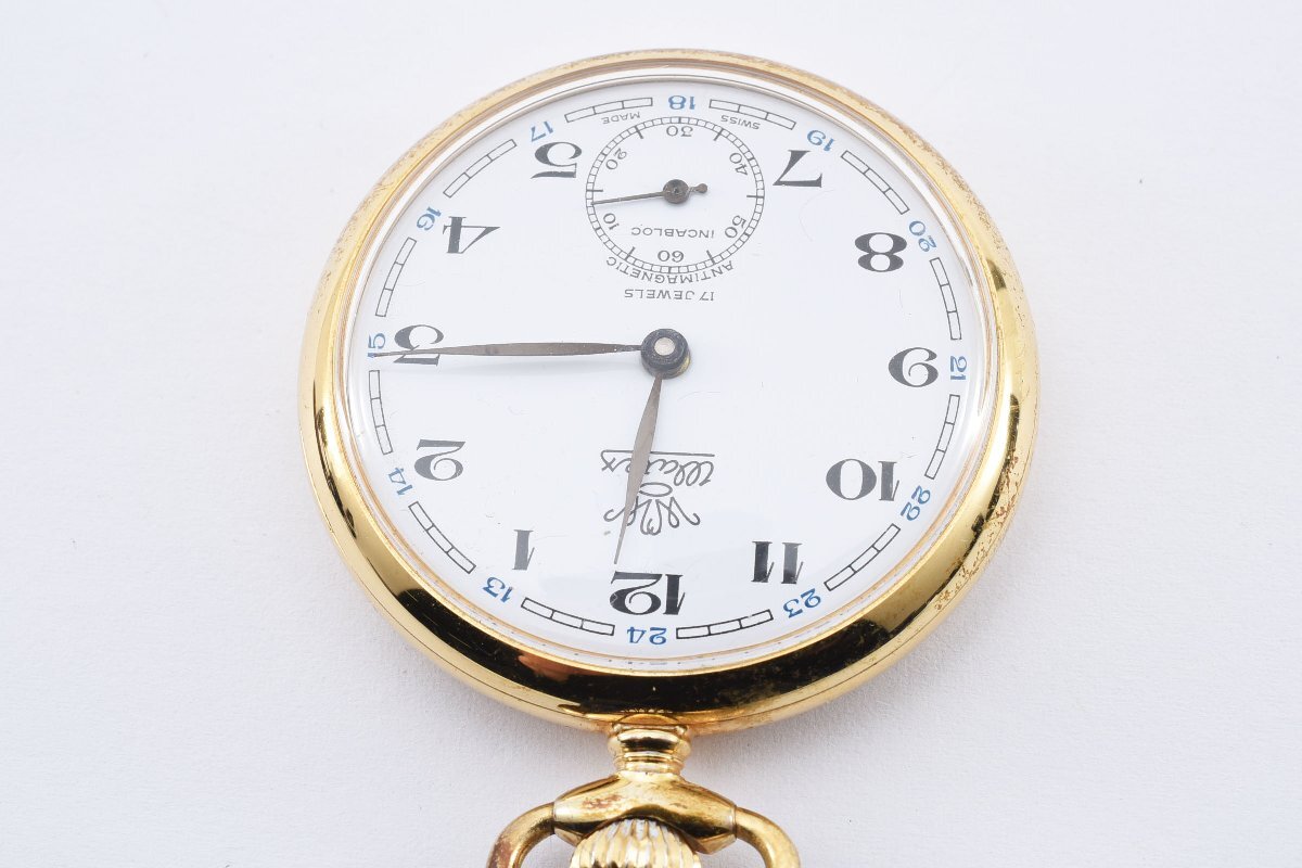 稼働品 ワテックス 懐中時計 スモセコ ゴールド 手巻き メンズ 腕時計 WATEX_画像3