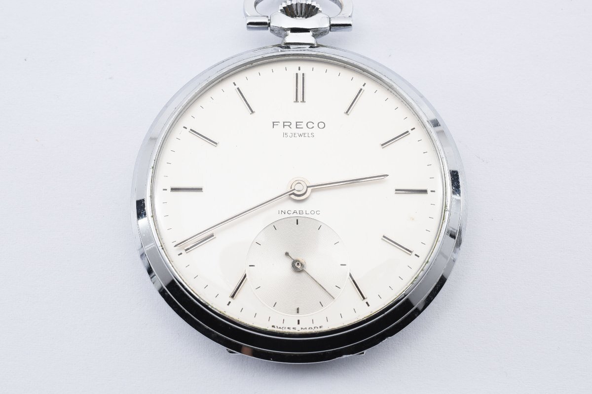 稼働品 フレコ 懐中時計 スモセコ ゴールド 手巻き メンズ 腕時計 FRECO_画像1