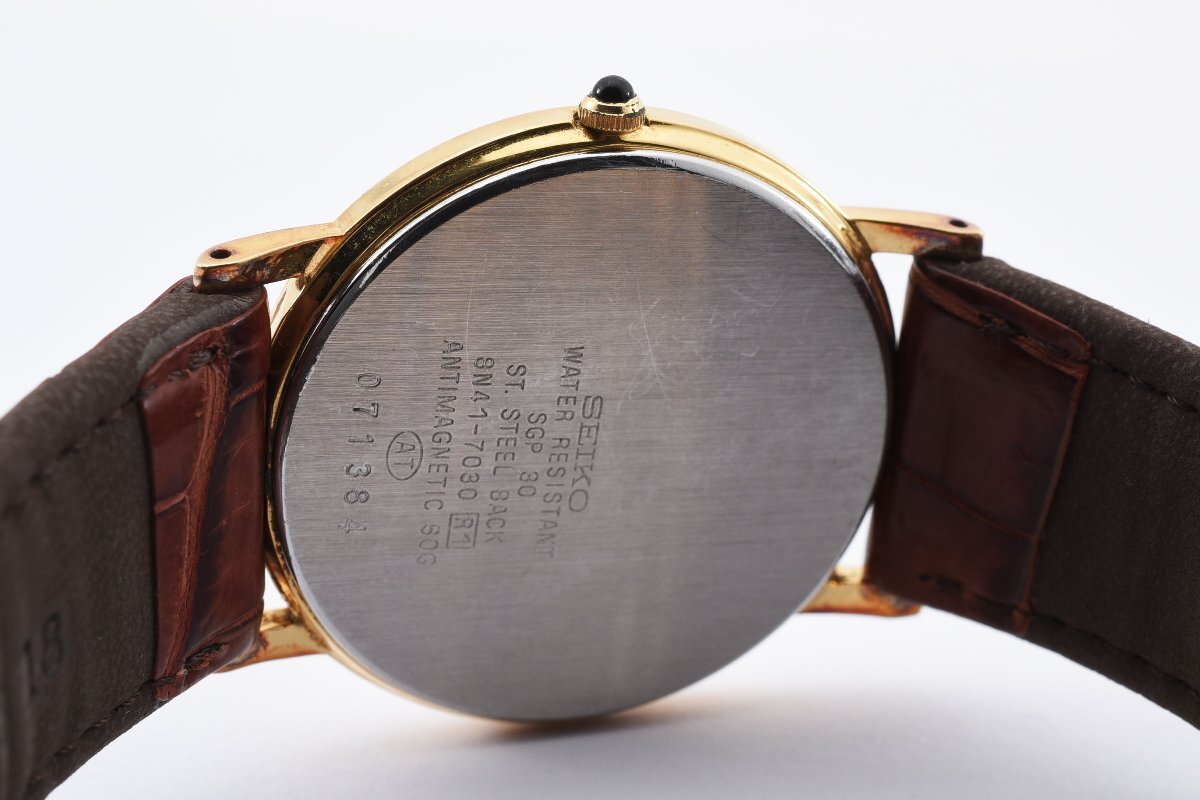 美品 セイコー ドルチェ 8N41-7030 ラウンド ゴールド クォーツ メンズ 腕時計 SEIKO DOLCE_画像5