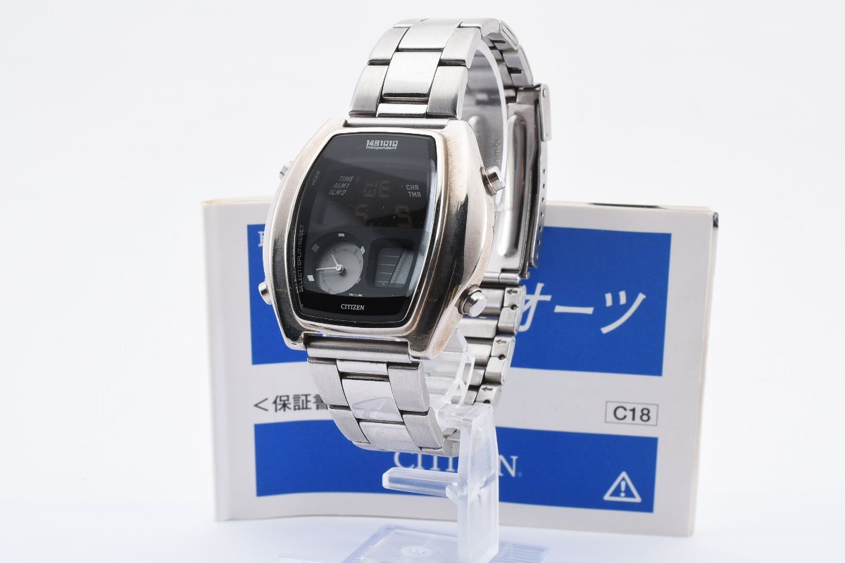 稼働品 シチズン C351-L16673 Y クロノグラフ スクエア シルバー クォーツ メンズ 腕時計 CITIZEN_画像1