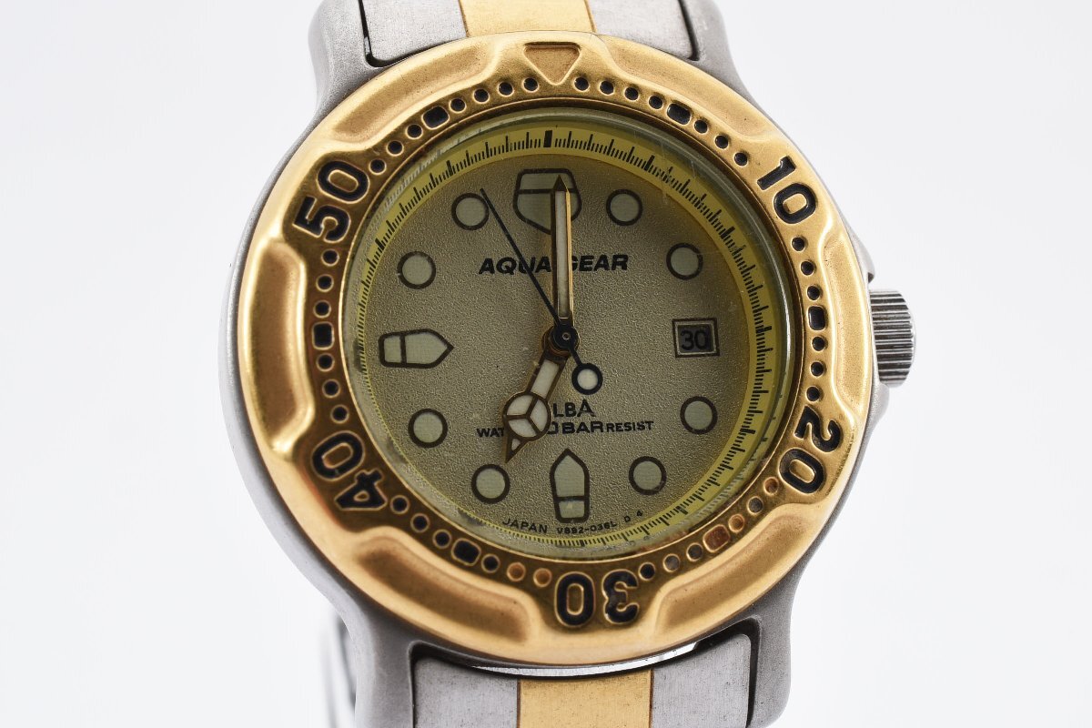 アルバ V892-0240 デイト ラウンド コンビ クォーツ メンズ 腕時計 ALBA CARIB_画像1