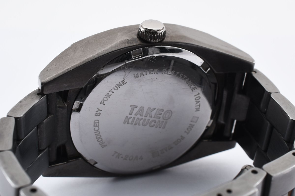 タケオキクチ TK-20A4 デイト シルバー クォーツ メンズ 腕時計 TAKEO KIKUCHI_画像5