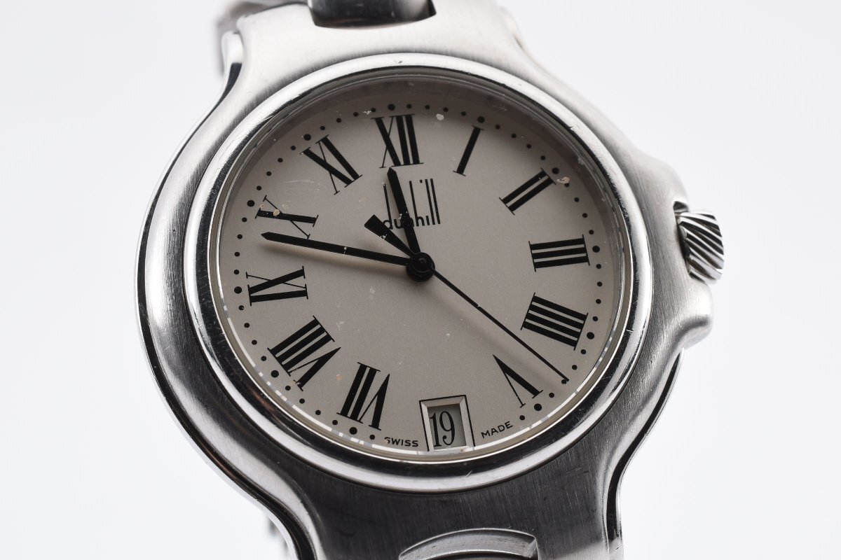  Dunhill 72 12417 Date раунд серебряный кварц мужские наручные часы dunhill