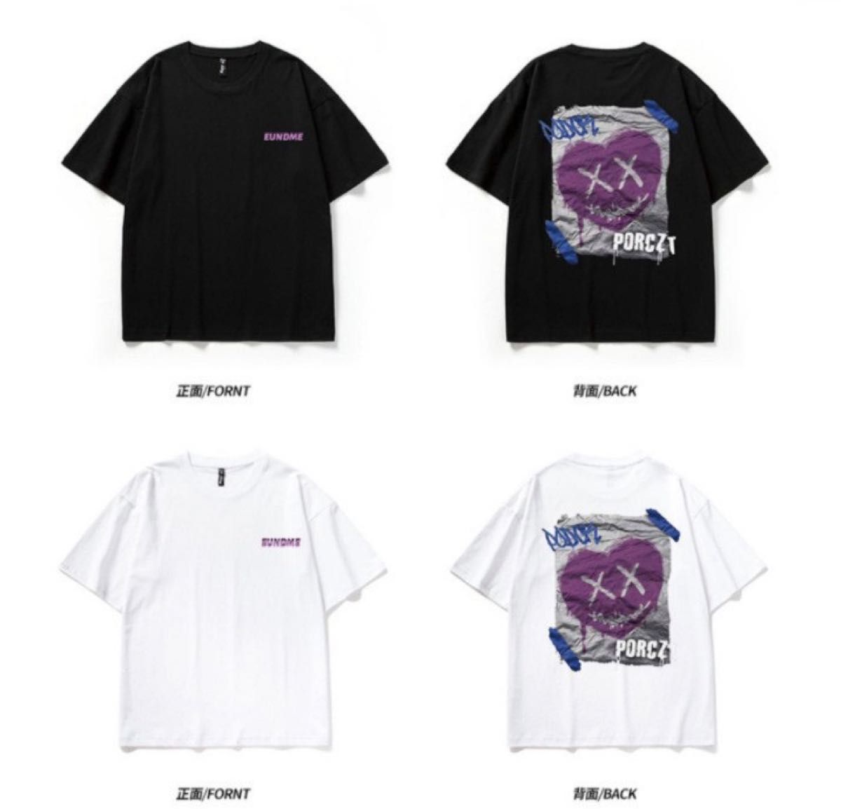 メンズ　Tシャツ　半袖　オーバーサイズ　バックプリント　ストリート　ハー