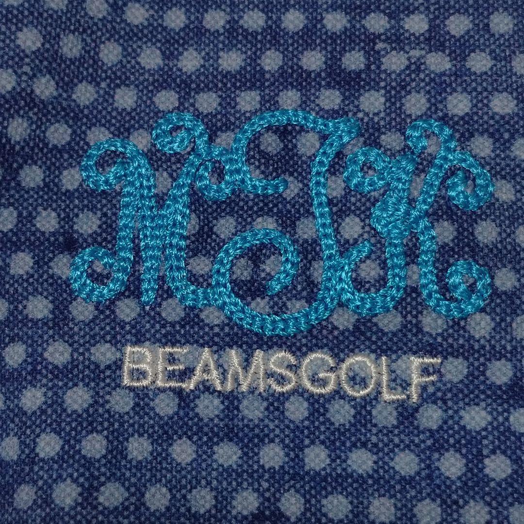 ビームスゴルフ ポロシャツ M 花柄 フラワー 小花 ブルー ゴルフウェア