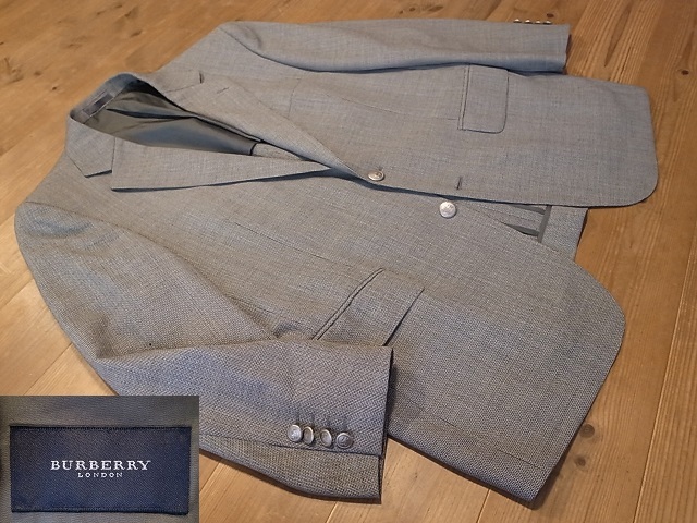 BURBERRY Burberry all season wool silk wool silk 2. gray blaser tailored jacket silver . size XL corresponding 