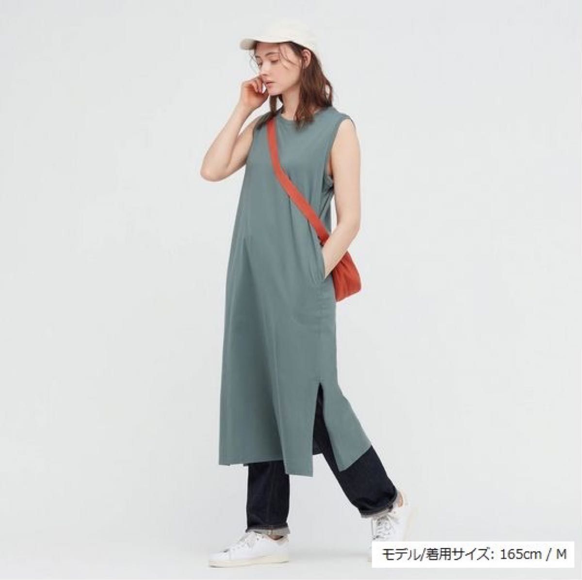 マーセライズコットンスリットワンピース（ノースリーブ）　UNIQLO